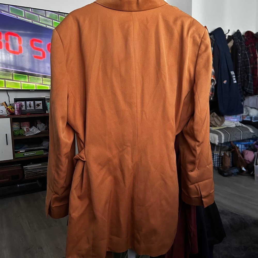 Morgan Miller Women's Camel Double Breasted Belted Blazer Retro Inspired Size 18 - Picture 3 of 7